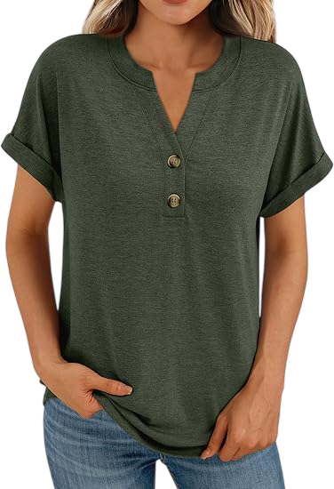 Women’s Casual V-Neck Henley Top