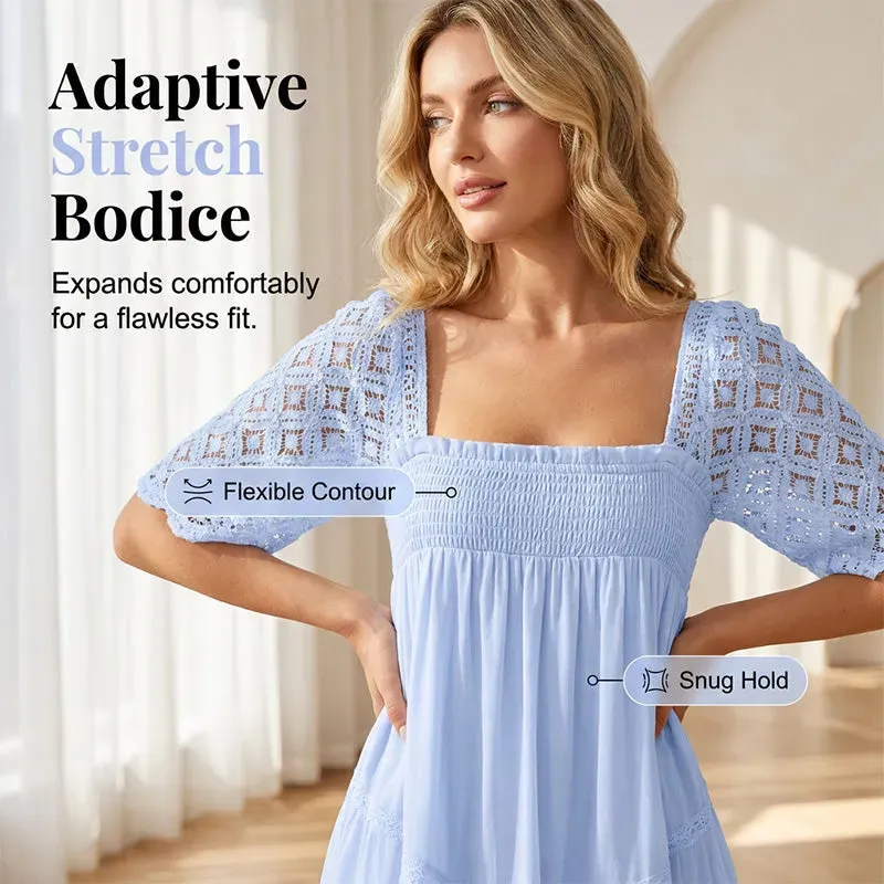📢📢90% OFF !! ⏰ Women's Square Neck Smocked Dress