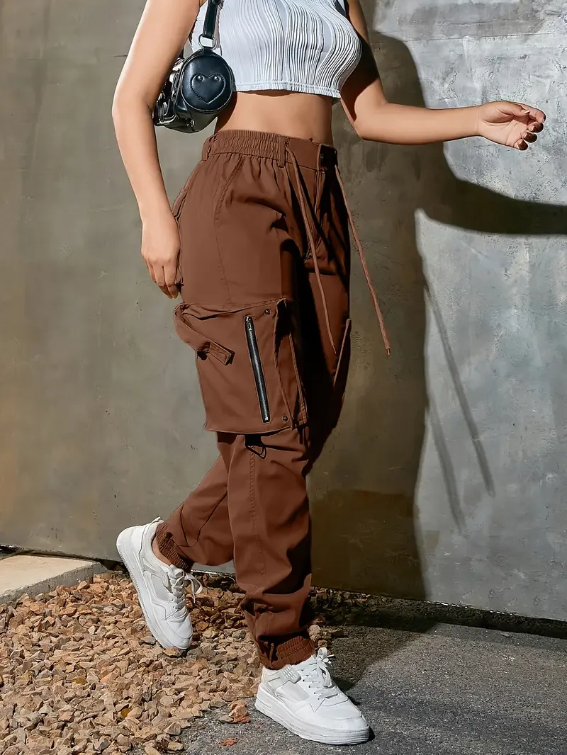 Women’s cotton cargo pants with multiple practical pockets.