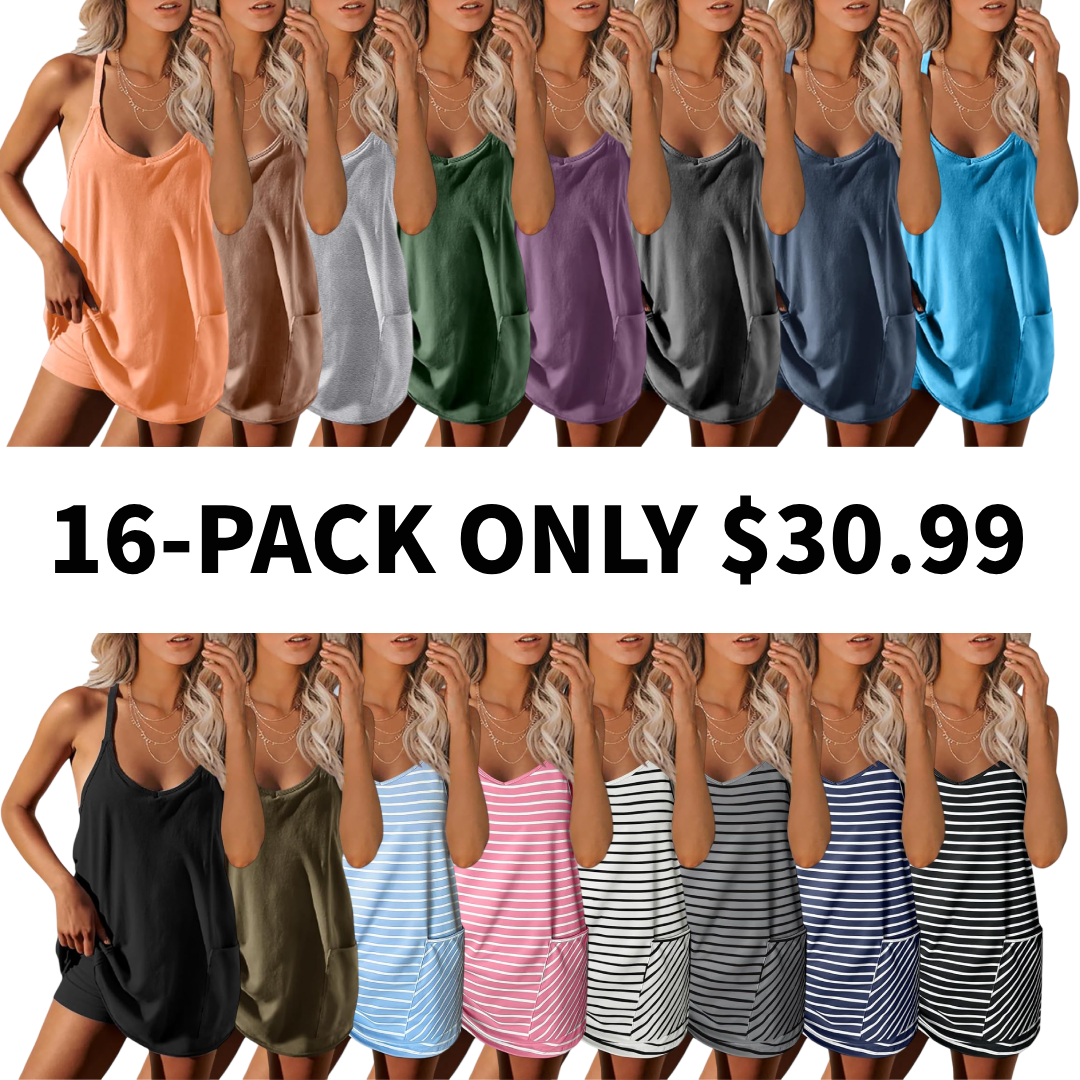 Women's Athletic Sleeveless Mini Dress with Built-in Shorts