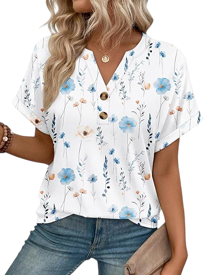 Women’s Casual V-Neck Henley Top