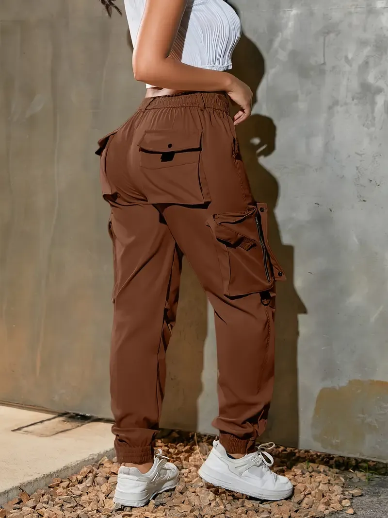 Women’s cotton cargo pants with multiple practical pockets.