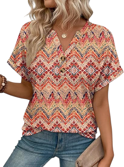 Women’s Casual V-Neck Henley Top