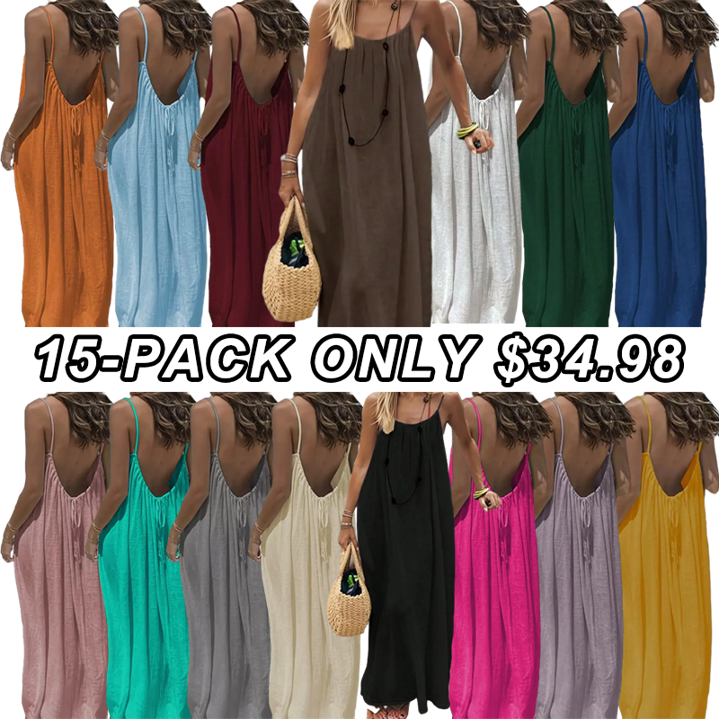 Women's Solid Backless Cami Sleep Dress – Sleeveless Nightwear