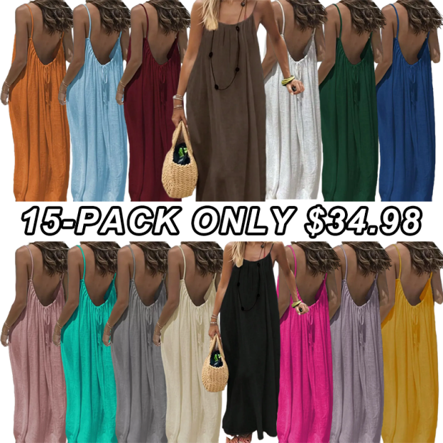 Women's Solid Backless Cami Sleep Dress – Sleeveless Nightwear