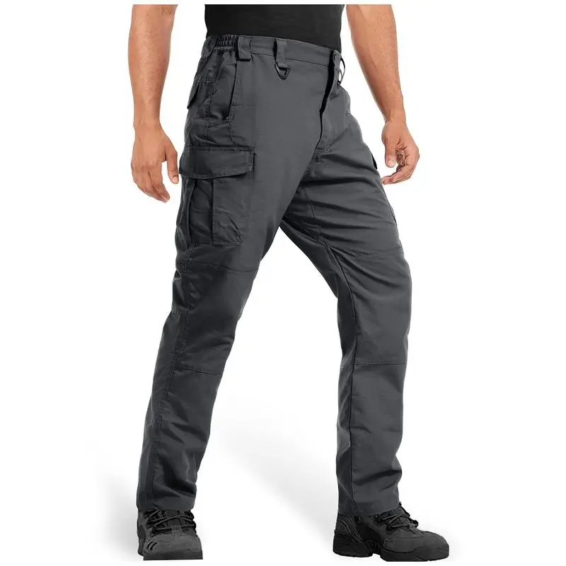 Men's Tactical Pants 9 Pockets Ripstop Water Repellent Cargo Pants Plain Casual Fitted Trousers Menswear for Work Hiking Hunting FallFreshness Outdoorfun