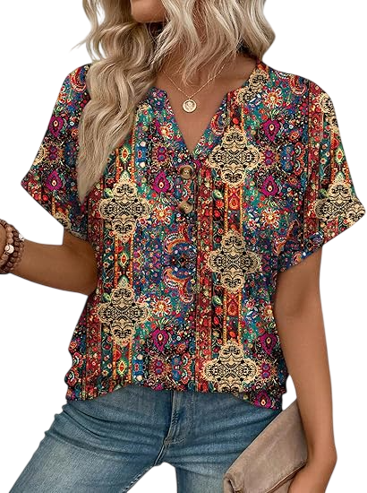 Women’s Casual V-Neck Henley Top