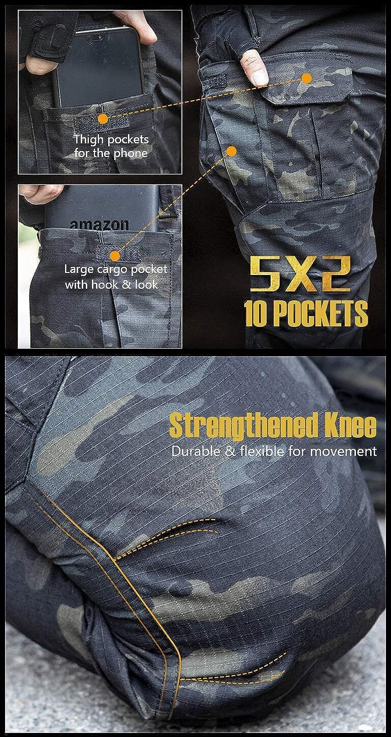 (7 Pants)  Men's Outdoor Tactical Pants Rip Stop Lightweight Waterproof Military Combat