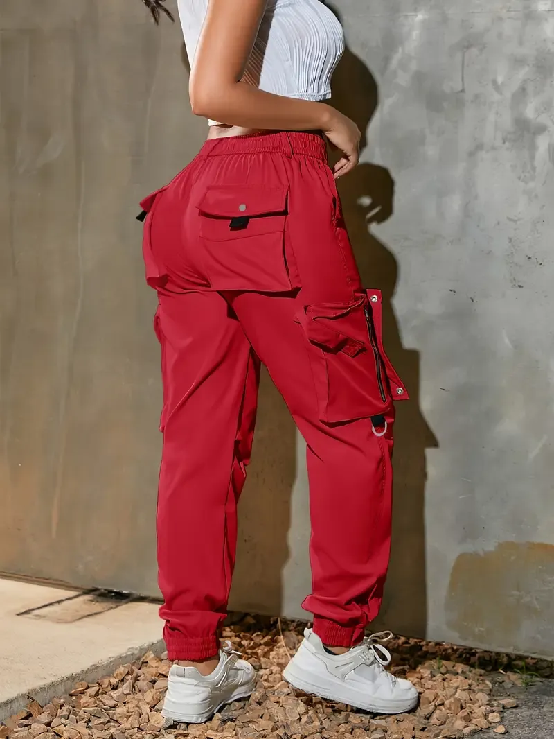 Women’s cotton cargo pants with multiple practical pockets.