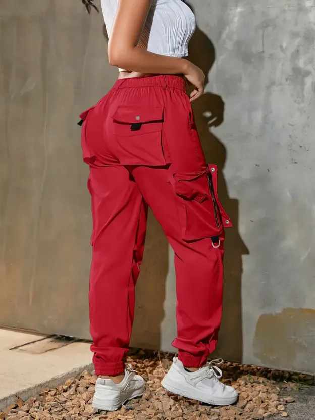 Women’s cotton cargo pants with multiple practical pockets.