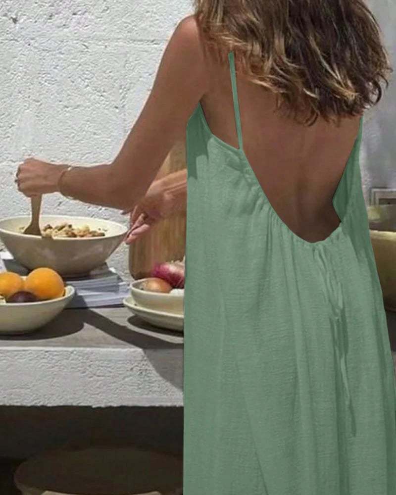 🎁LAST DAY SALE 89% OFF 🔥Women's Solid Color Backless Cami NightDress