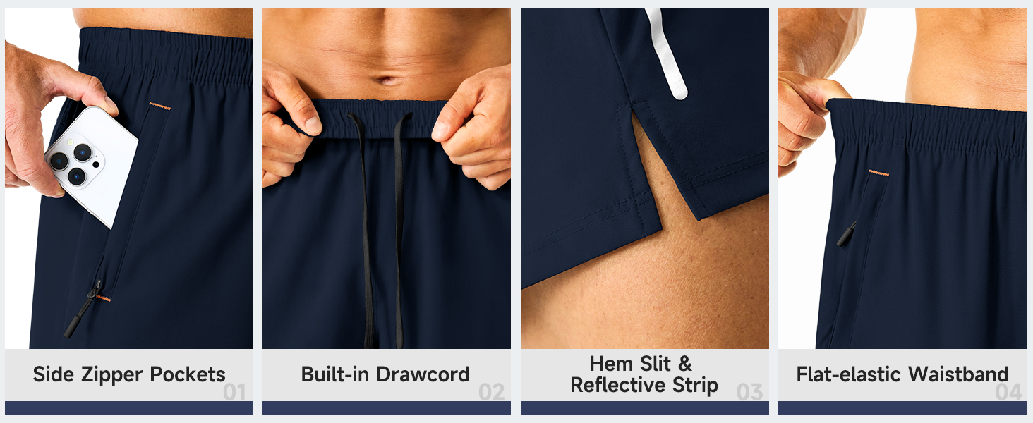 ASYJUMPD Mens Athletic Running Shorts with Zipper Pockets 7" Quick Dry Gym Workout Shorts for Men