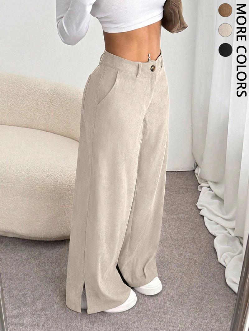 Women's Casual Pants Vintage High-End Split Wide Leg Loose Corduroy Long Pants, Comfortable and Stylish, Perfect for Daily Wear