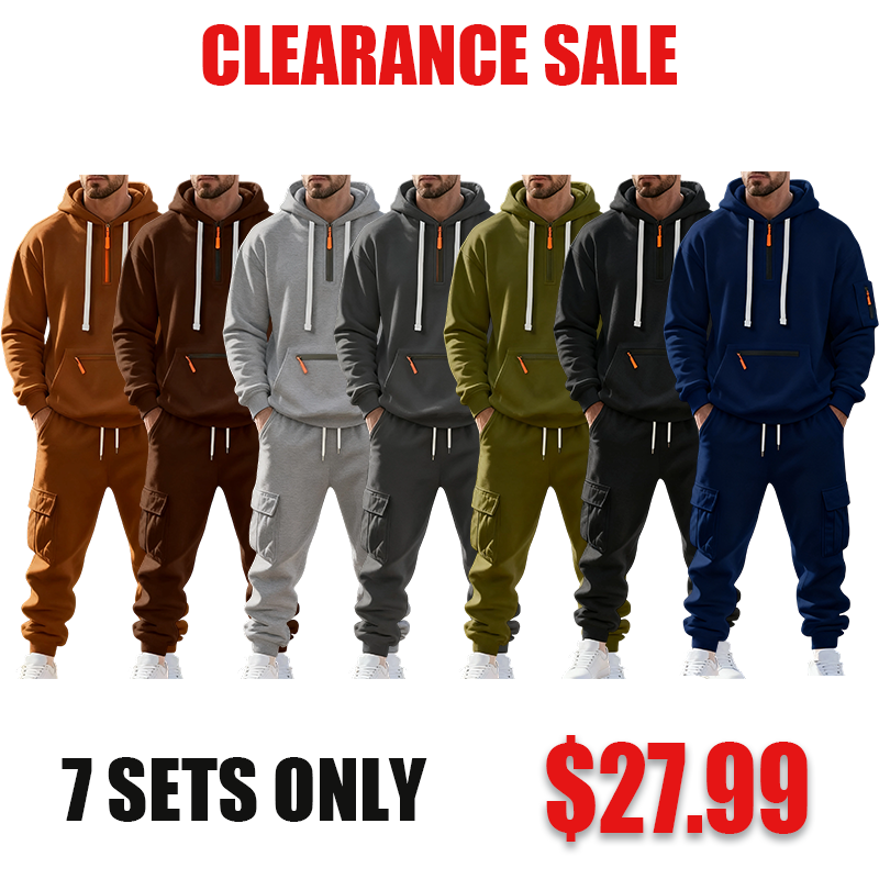 7 SETS $27,Clearance sale!Men’s Winter Fleece-Lined Set – Warm Casual Workwear Outfit with Multi-Pocket Jacket & Pants