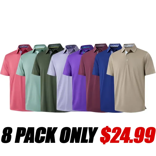 🔥Everyday Classic Solid Polo🔥8-Pack - All Colors Included, Only $25