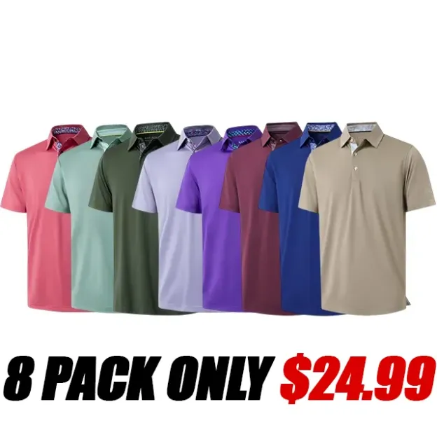🔥Everyday Classic Solid Polo🔥8-Pack - All Colors Included, Only $25