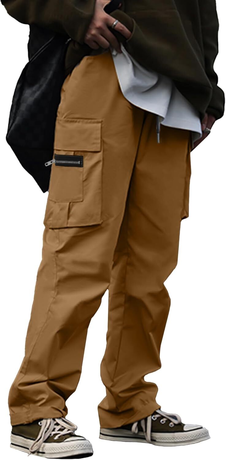 🔥6-PACKS $24.89 Men's Plus Size Casual Solid Color Drawstring Overalls