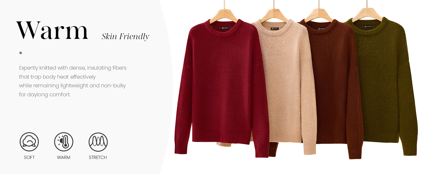 Knit Sweater For Women, Comfy Sweaters For Women Loose Fit, Fuzzy Sweaters For Women