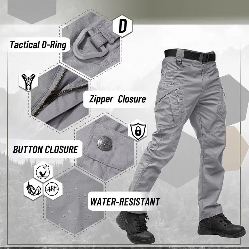 Men's Tactical Pants with 9 Pockets Rip-Stop Lightweight Work Hiking Pants FallFreshness