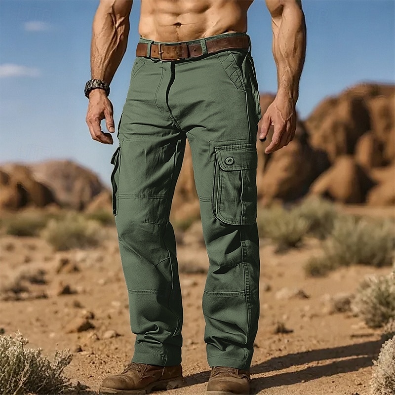 Men's Cargo Pants Trousers Buttons Multi Pocket Plain Wearable Outdoor Daily Camping & Hiking Fashion Classic Army Yellow Grass Green 2025 - &euro;17.54 &ndash;P2