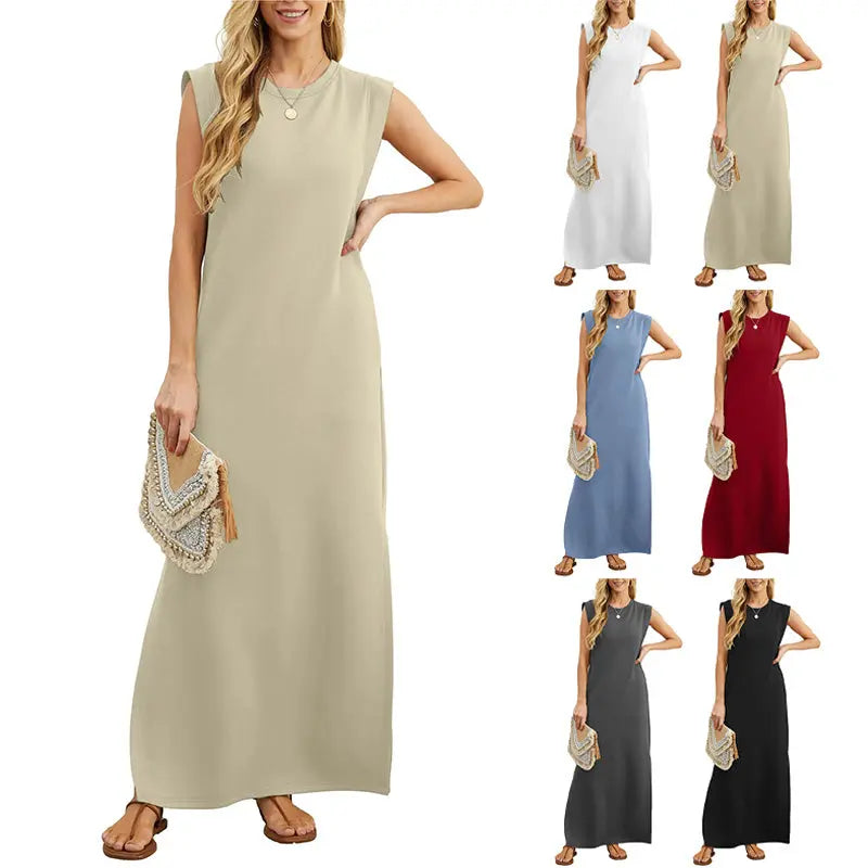 ⏳90% off! Women's summer dress – cotton blend, no-iron, side slit – loose fit, perfect for vacation and everyday wea