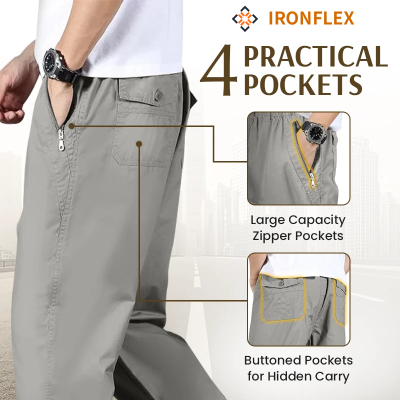 IRONFLEX - Flex Fit Zipper-Pocket Durable Pants