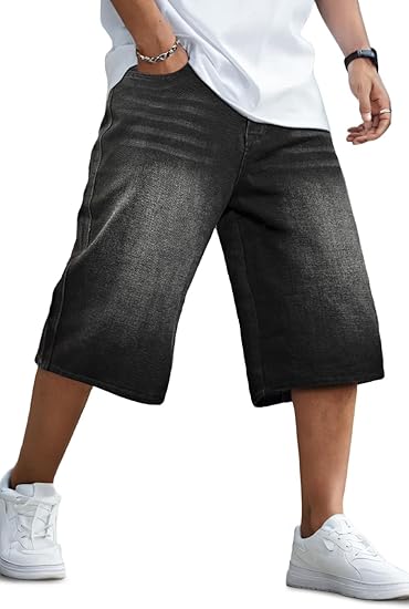 Men's Loose-Fit Denim Shorts — Stretchy, Relaxed Fit