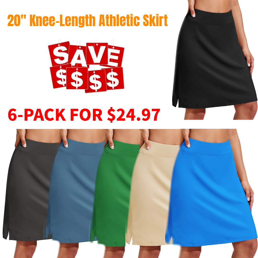 Women’s 20"-Inch Knee-Length Athletic Skirt with Pockets