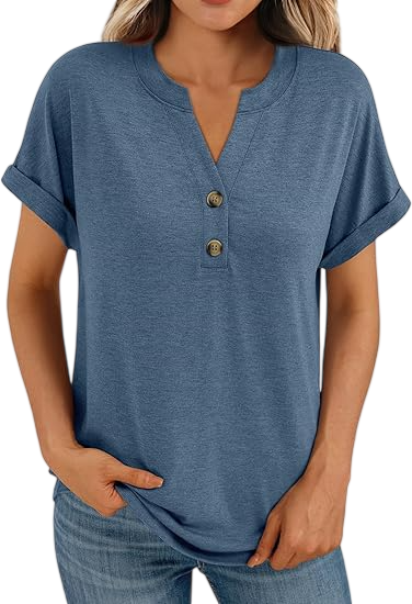 Women’s Casual V-Neck Henley Top