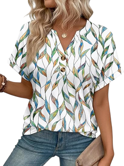 Women’s Casual V-Neck Henley Top
