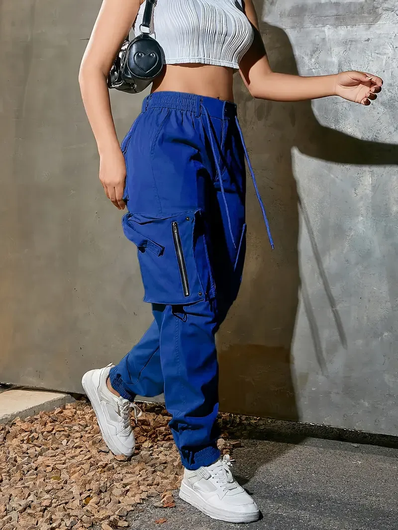 Women’s cotton cargo pants with multiple practical pockets.