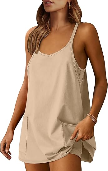 Women's Sleeveless Mini Dress with Built-in Shorts