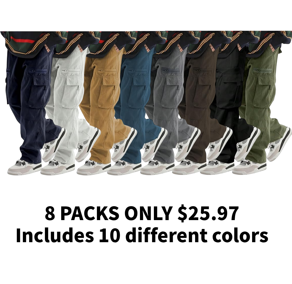 Men's Loose Solid Color All-match Pocket Drawstring Waist Overalls