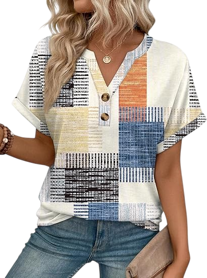 Women’s Casual V-Neck Henley Top