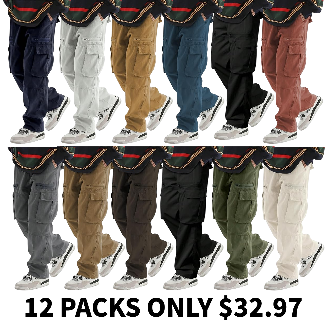 Men's Loose Solid Color All-match Pocket Drawstring Waist Overalls