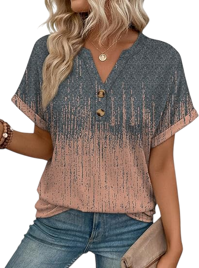 Women’s Casual V-Neck Henley Top