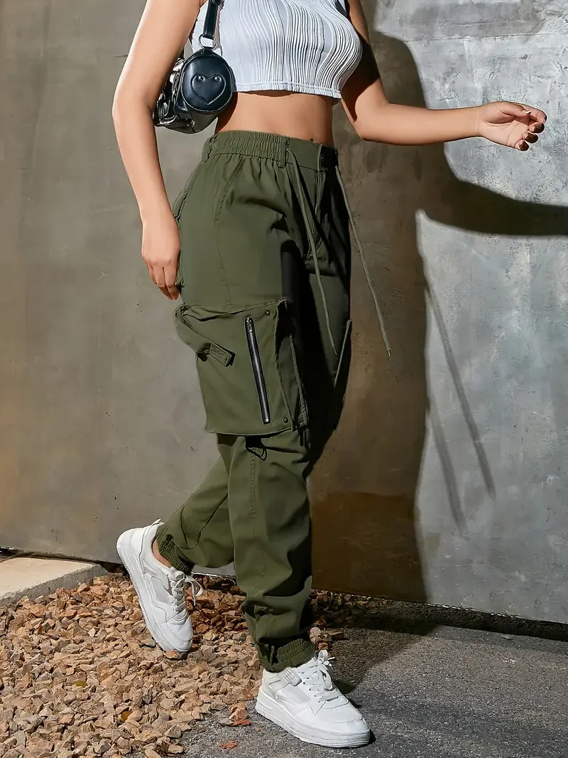 Women’s cotton cargo pants with multiple practical pockets.