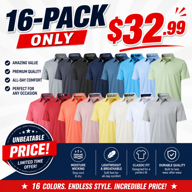 Men's Dry Fit Moisture Wicking Performance Short Sleeve Collared Polo Shirts for Casual Athletic Business