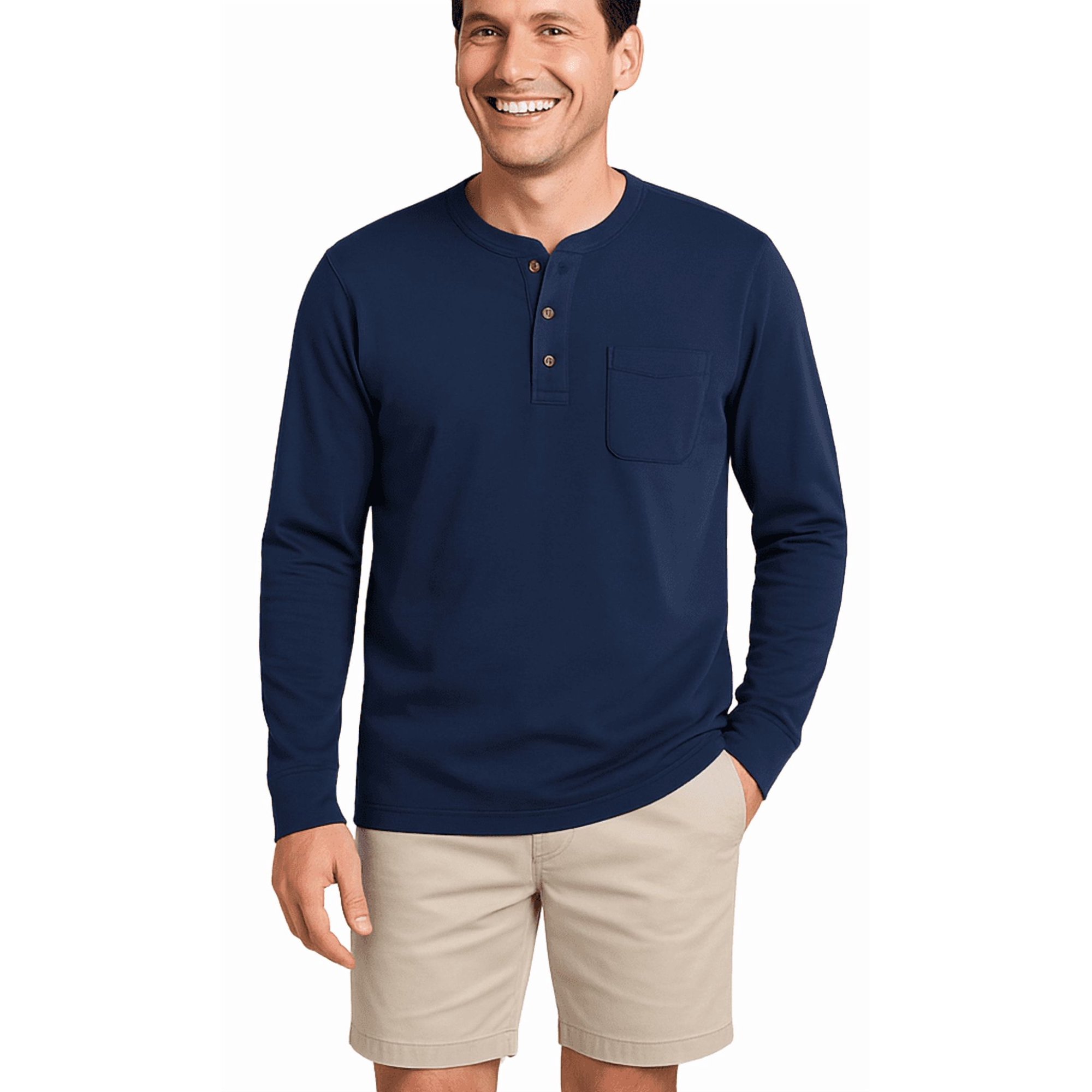 💫Clearance Sale🔥 - Men's Fashion Vintage Distressed Pocket Long Sleeve Henley Shirt