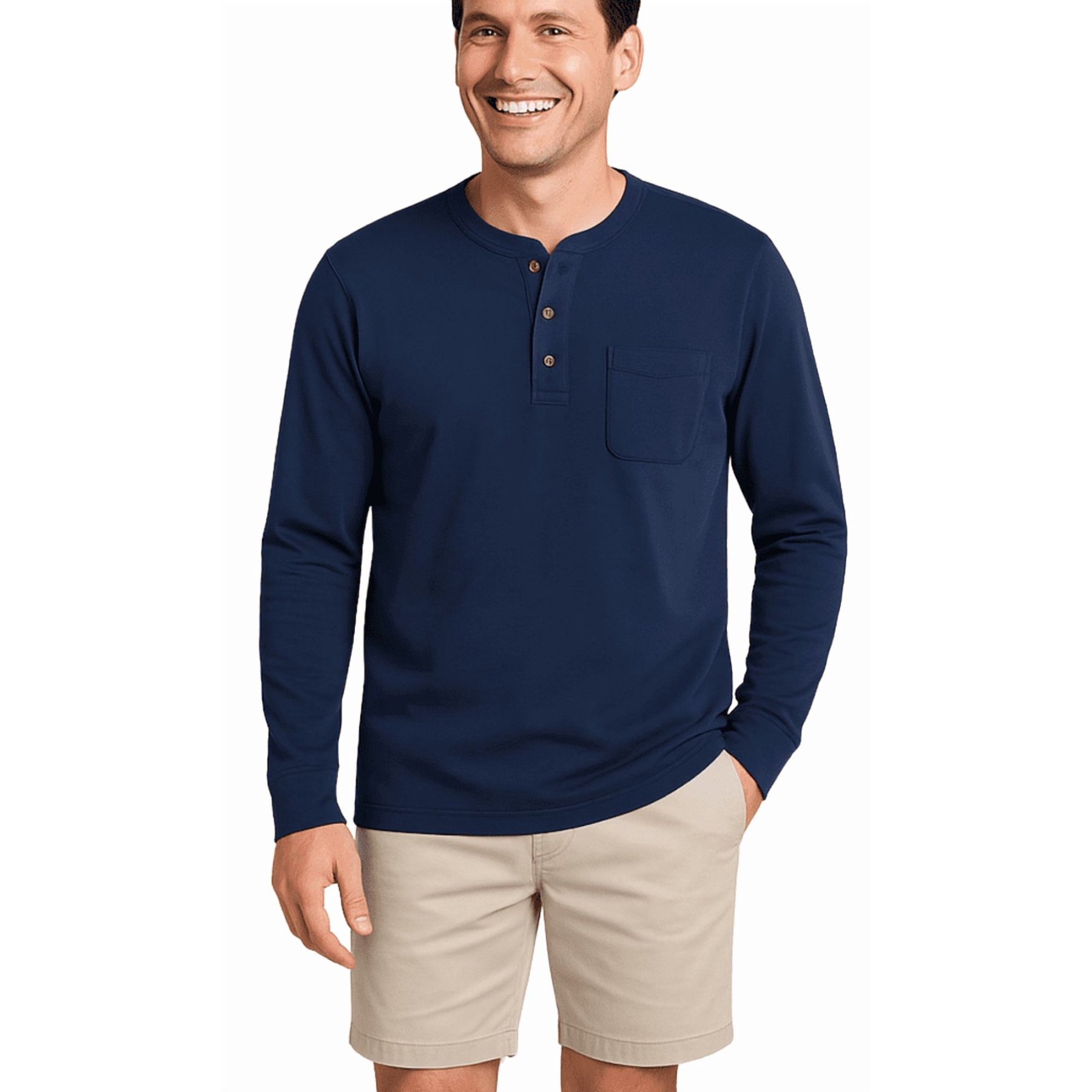 💫Clearance Sale🔥 - Men's Fashion Vintage Distressed Pocket Long Sleeve Henley Shirt