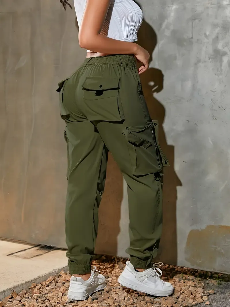 Women’s cotton cargo pants with multiple practical pockets.