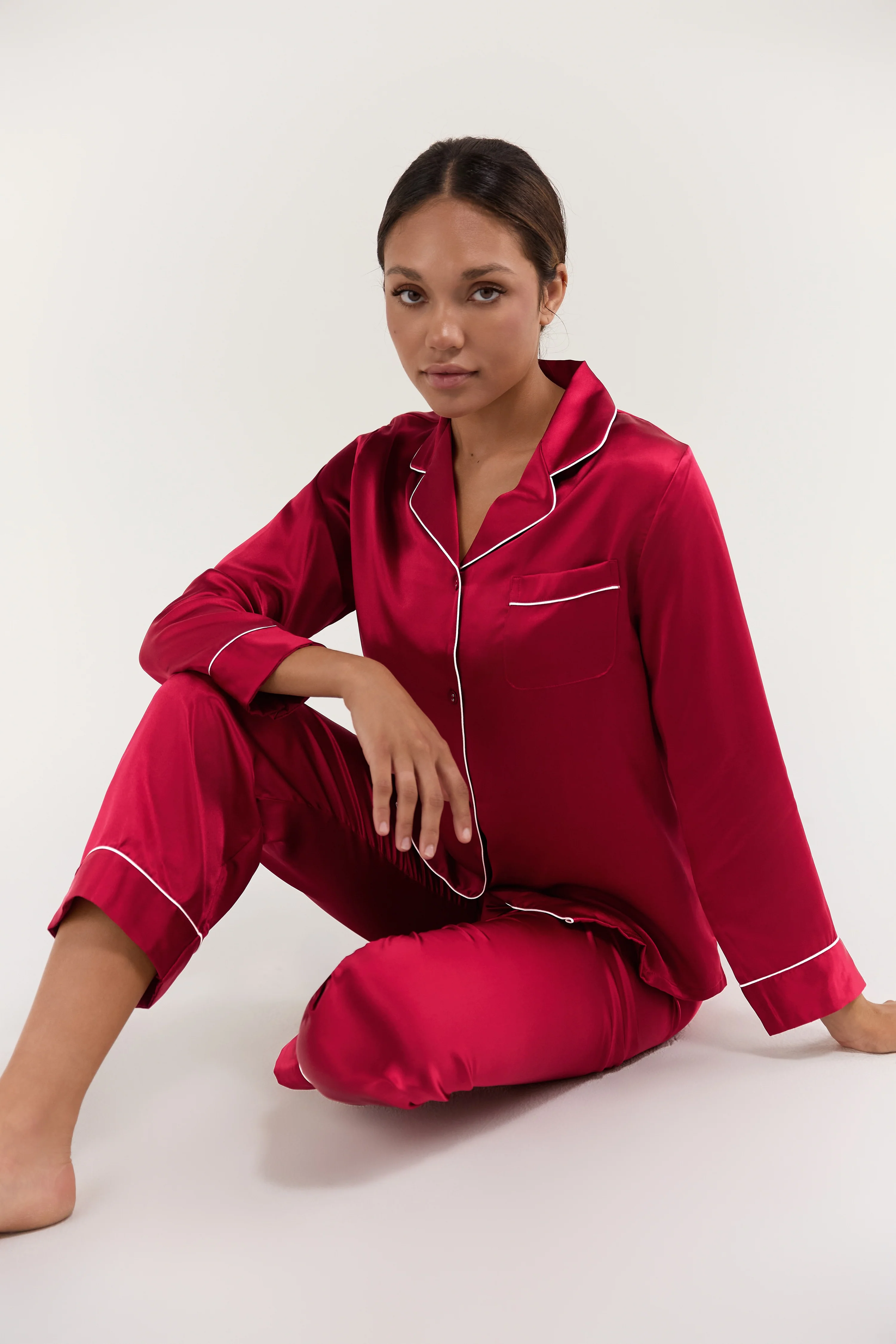 Women’s Long-Sleeve & Pants Silk Pajama