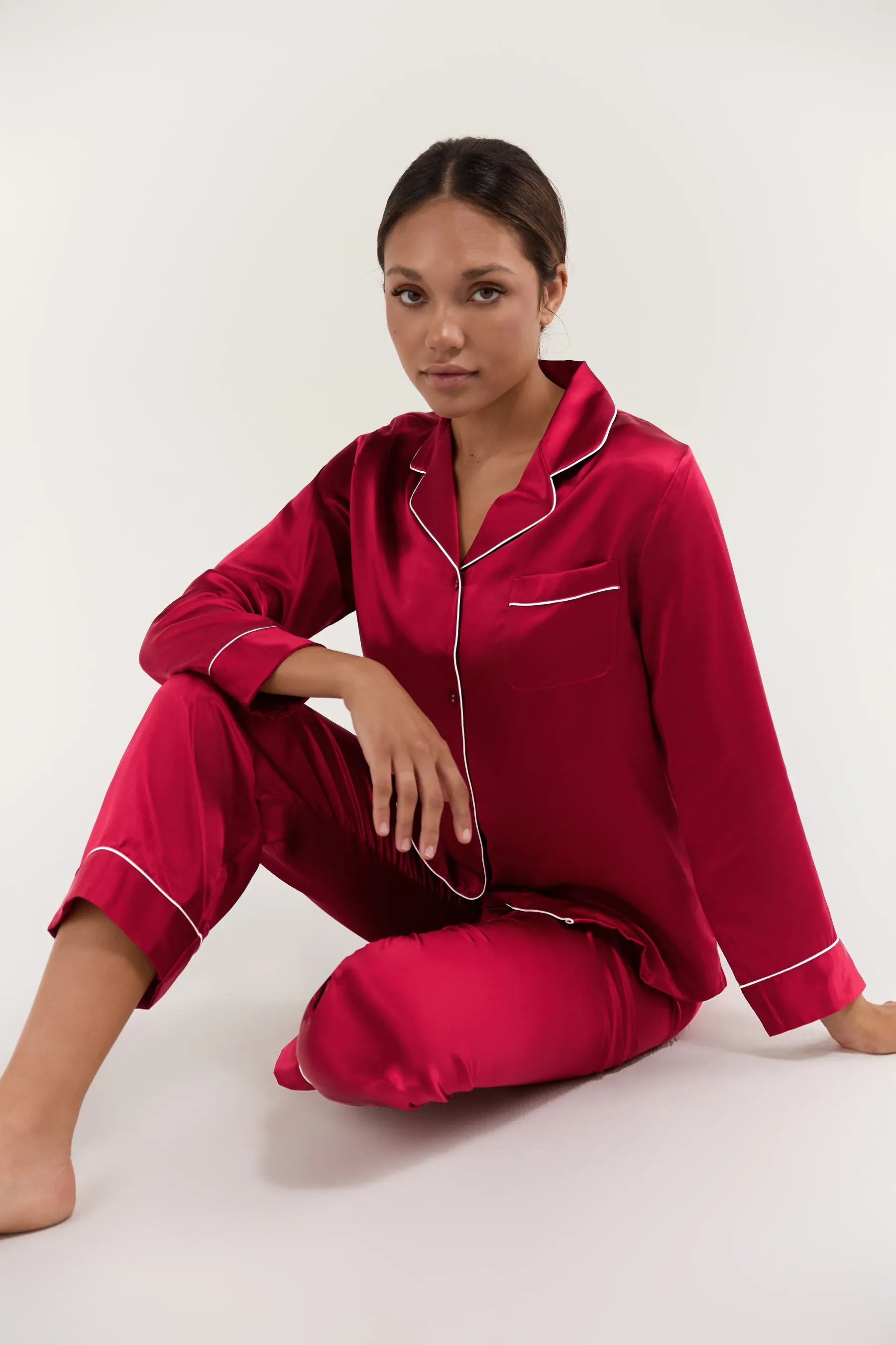 Women’s Long-Sleeve & Pants Silk Pajama