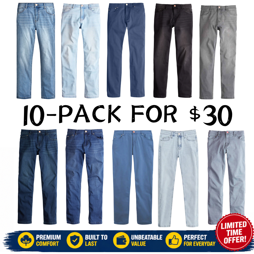 🔥8-PACK🔥Men's Classic 5-Pocket Regular Fit Flex Jean