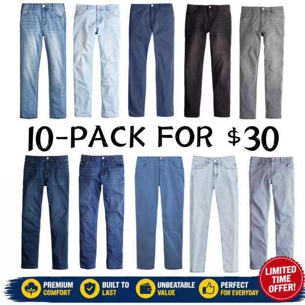 🔥8-PACK🔥Men's Classic 5-Pocket Regular Fit Flex Jean