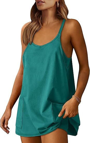 Women's Sleeveless Mini Dress with Built-in Shorts