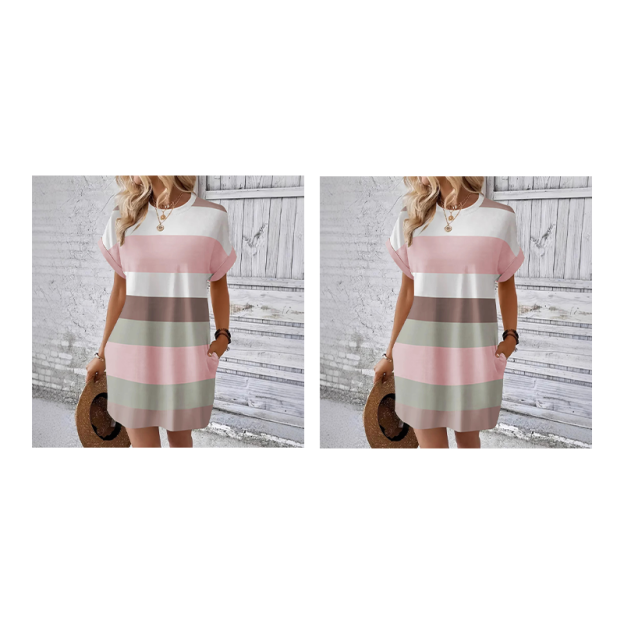 🥳2026 HOT SALE🥳💞50K+ SOLD!🏖️💨 90% OFF! Striped Midi Dress – Lightweight & breathable, effortless drape. Beach cover-up to evening dinner, one dress does it all. Pink, green, sky blue & more. 🌊✅