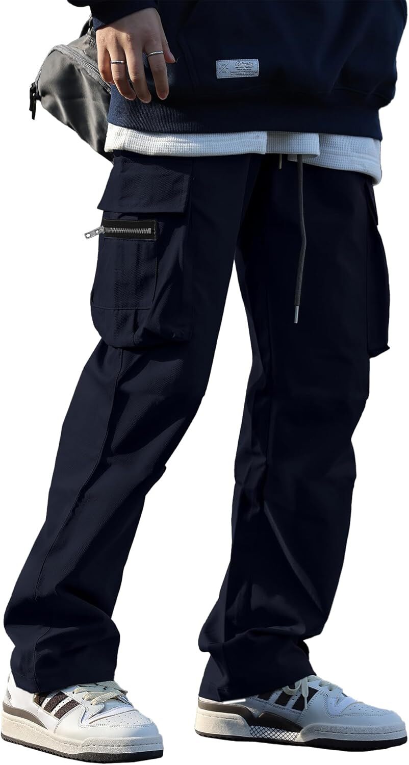 🔥6-PACKS $24.89 Men's Plus Size Casual Solid Color Drawstring Overalls