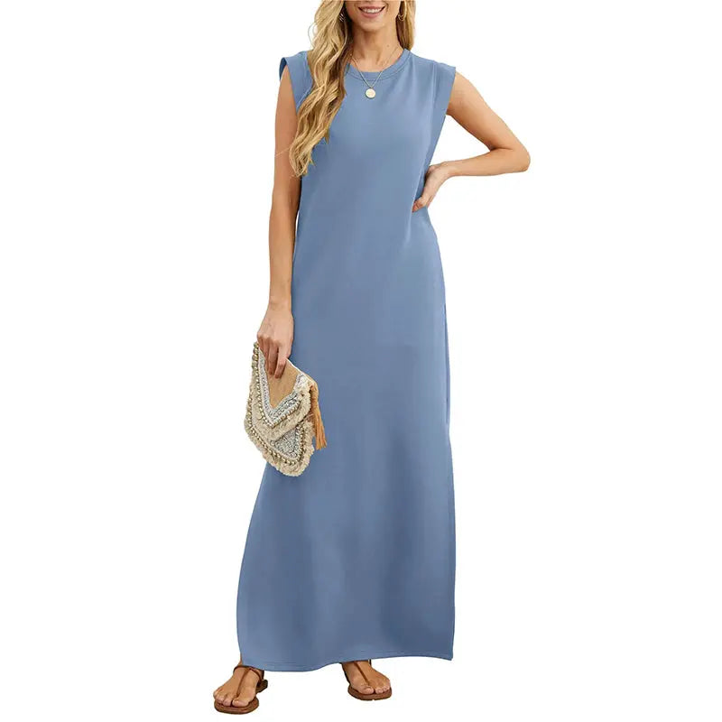 ⏳90% off! Women's summer dress – cotton blend, no-iron, side slit – loose fit, perfect for vacation and everyday wea