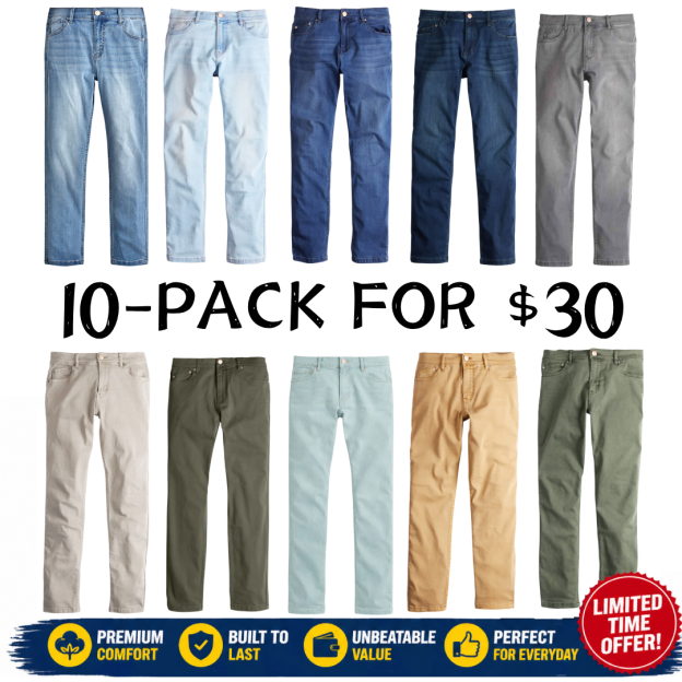 🔥8-PACK🔥Men's Classic 5-Pocket Regular Fit Flex Jean
